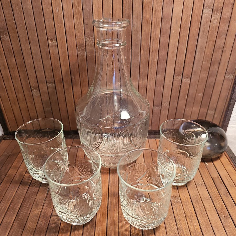 KARAFF utan kork OCH 4 ST.GLAS, FLEUR LUMINARC FRANCE