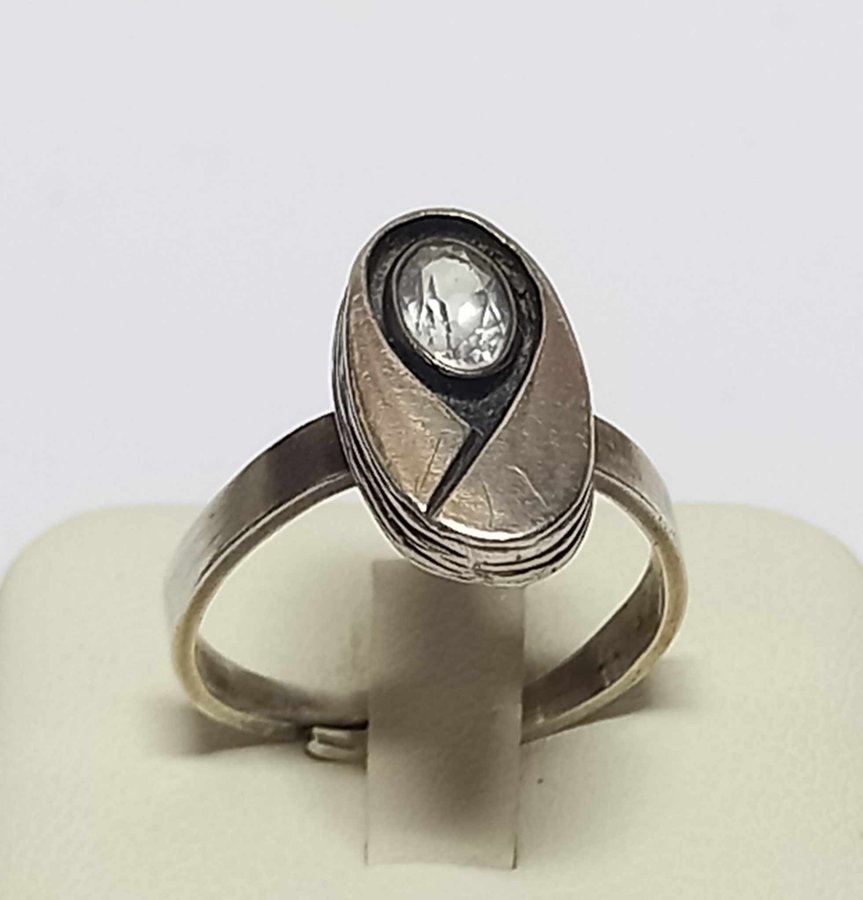 Ring med kristall, silver 925, NX vintage