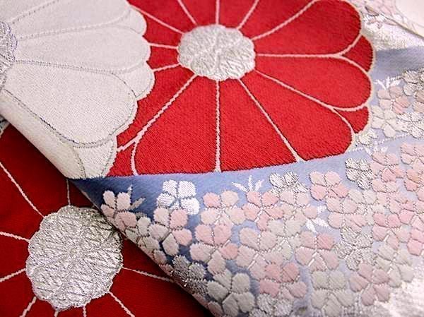 Äkta japansk modern vintage kimono Obi-bältesidenNishijin vävbroderieblommor