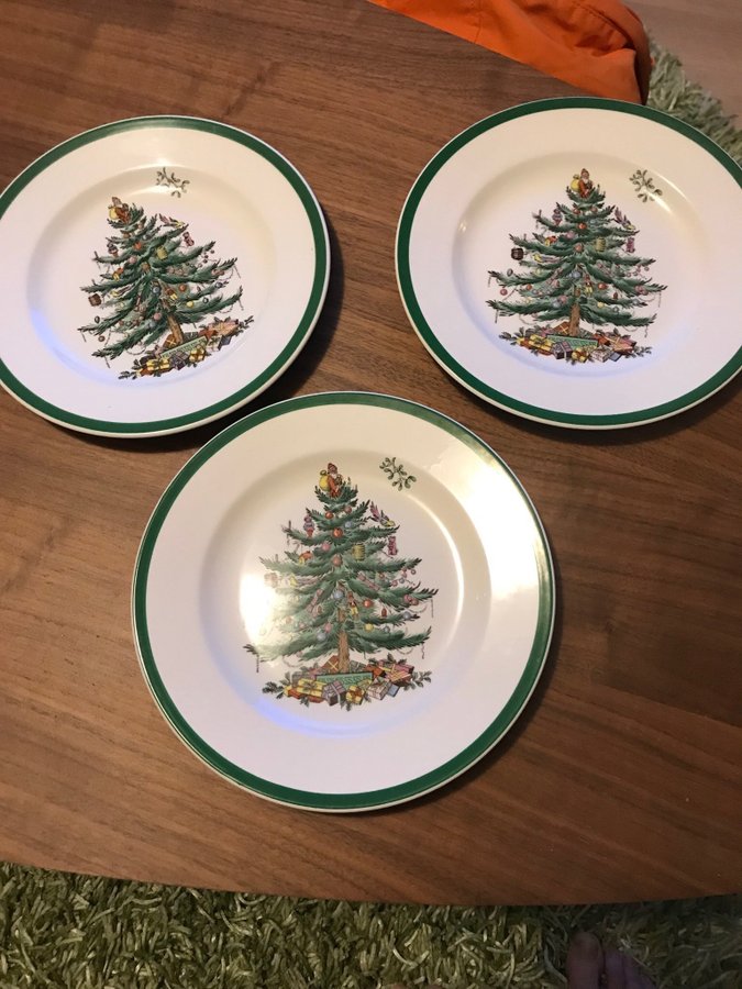 Spode Christmas Tree Jul Assietter Assiett 3 Stycken