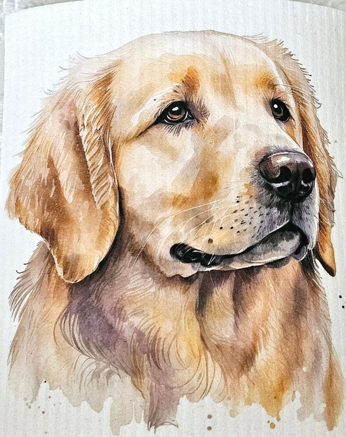 Disktrasa wettex duk med tryck print golden retriever hund