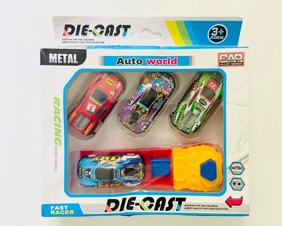 Die Cast Set med 4 bilar  1 launcher