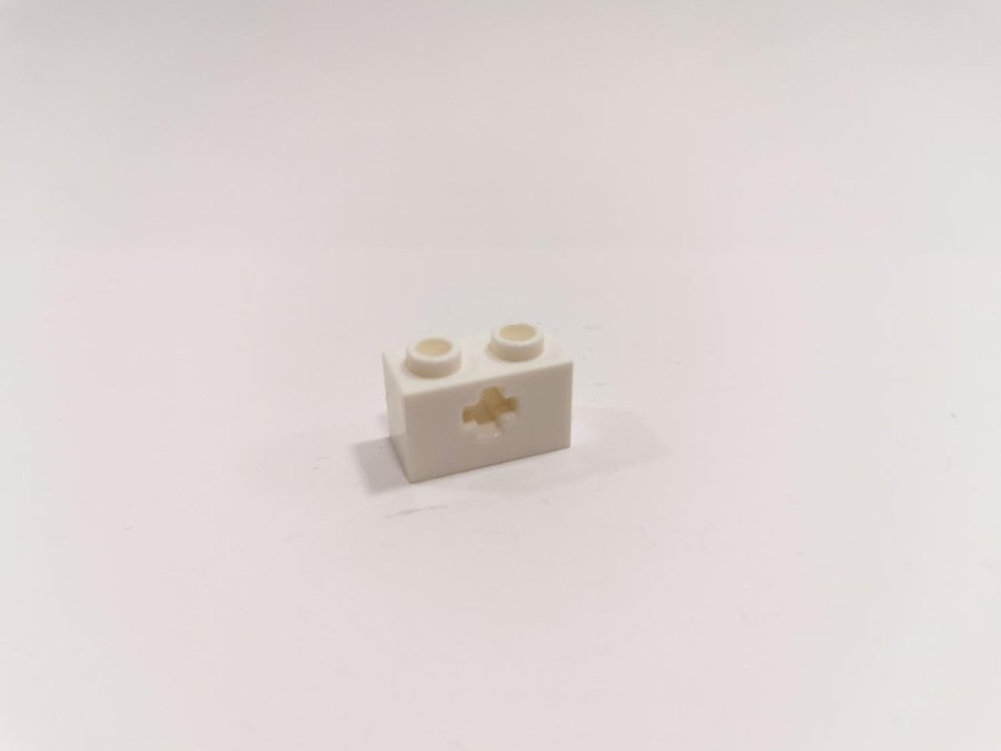 Lego - brick - modifierad - technic - kryss - 1x2 - part 32064 - vit