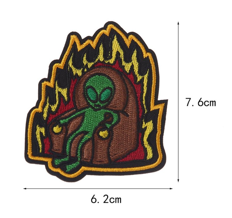 Alien on Throne Irregular Shaped Embroidered Patch 6.2*7.6cm