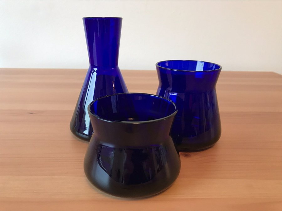 Design House Stockholm blå glasvaser ''Trio Vases'' 3 delar