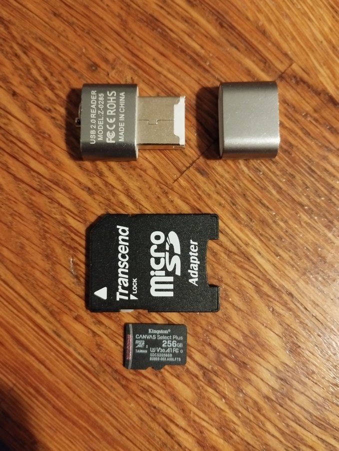 Micro SD 256GB Kingston-kortläsare med adapter