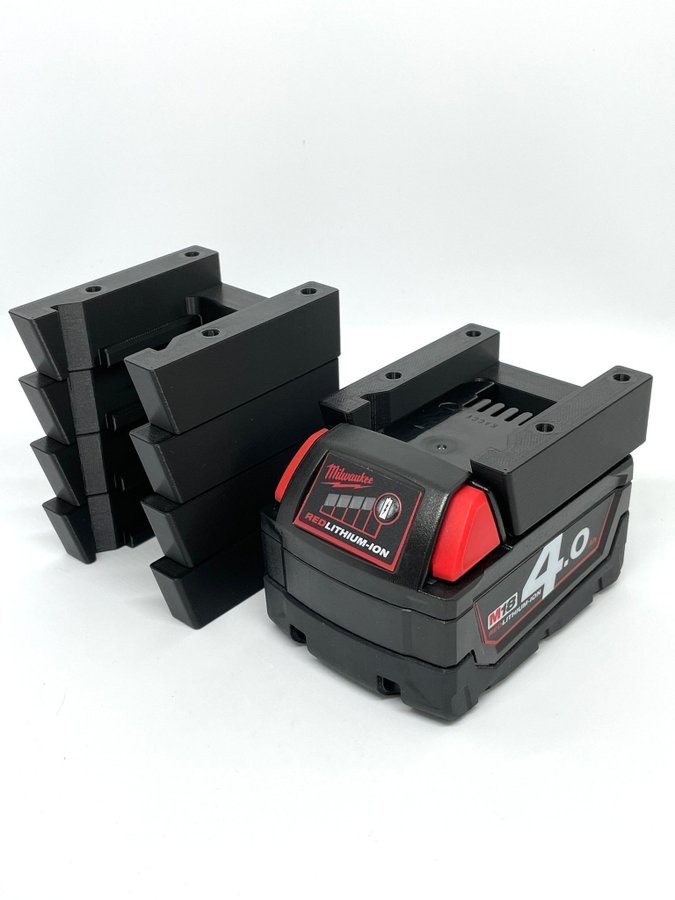 5 st Batterihållare Milwaukee M18 Svart