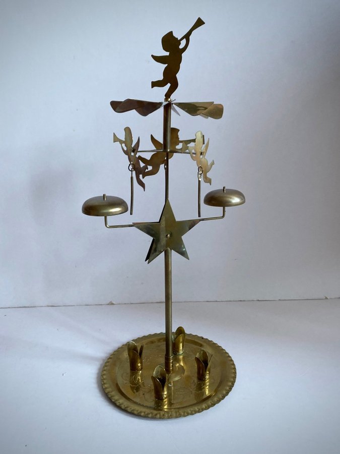 Änglaspel mässing Vintage Swedish Angel Chimes retro advent julbelysning jul