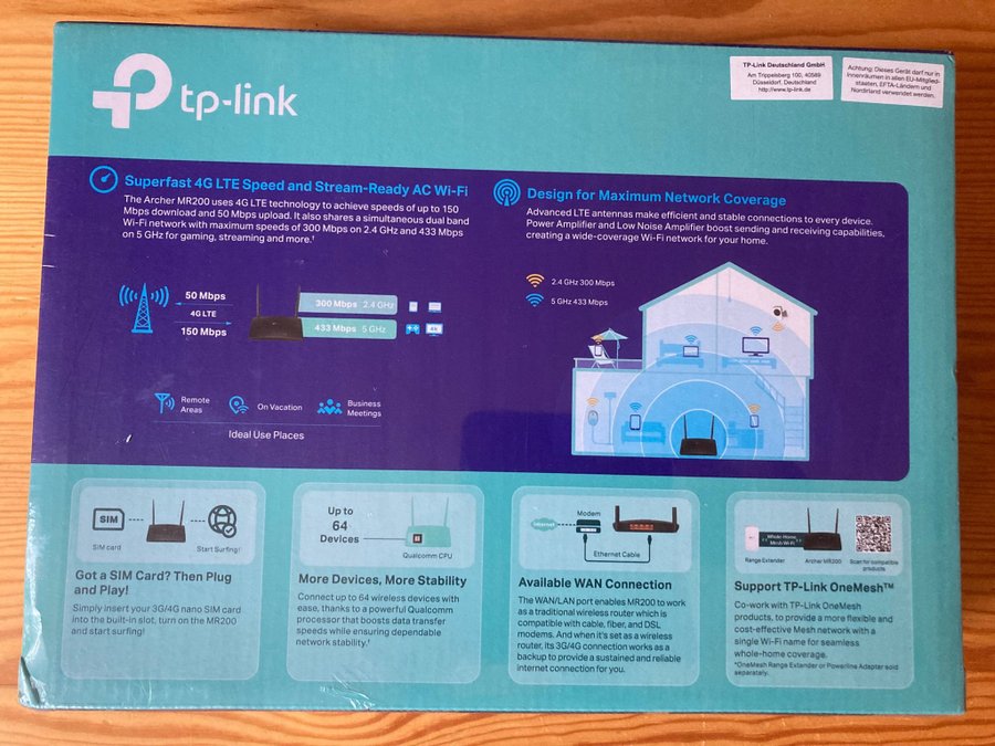 TP-Link Archer MR200 4G LTE Router OÖPPNAD