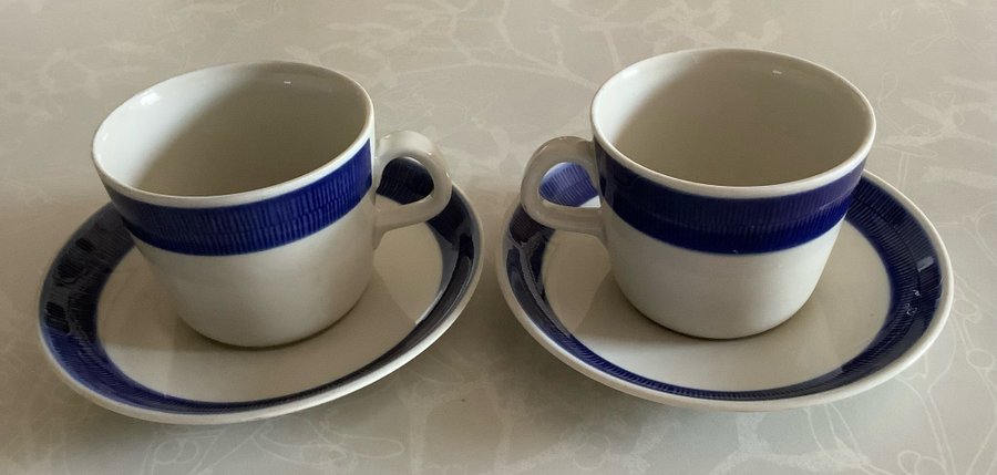 Två stycken Koka kaffekoppar med fat, Rörstrand, retro