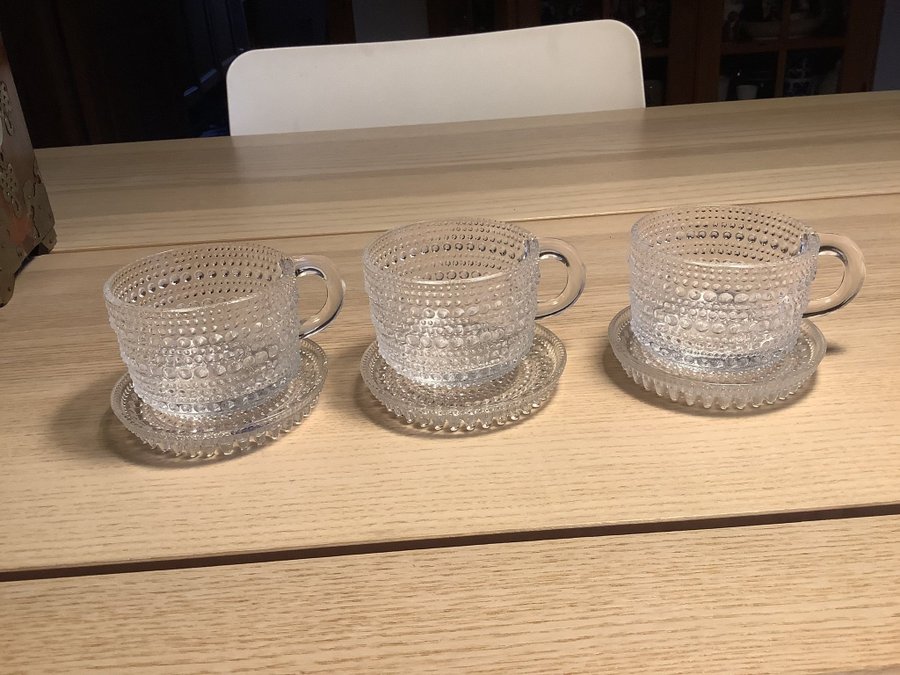 Kastehelmi glöggmuggar glöggmugg med fat 3 st Iittala Nuutajärvi Oiva Toikka