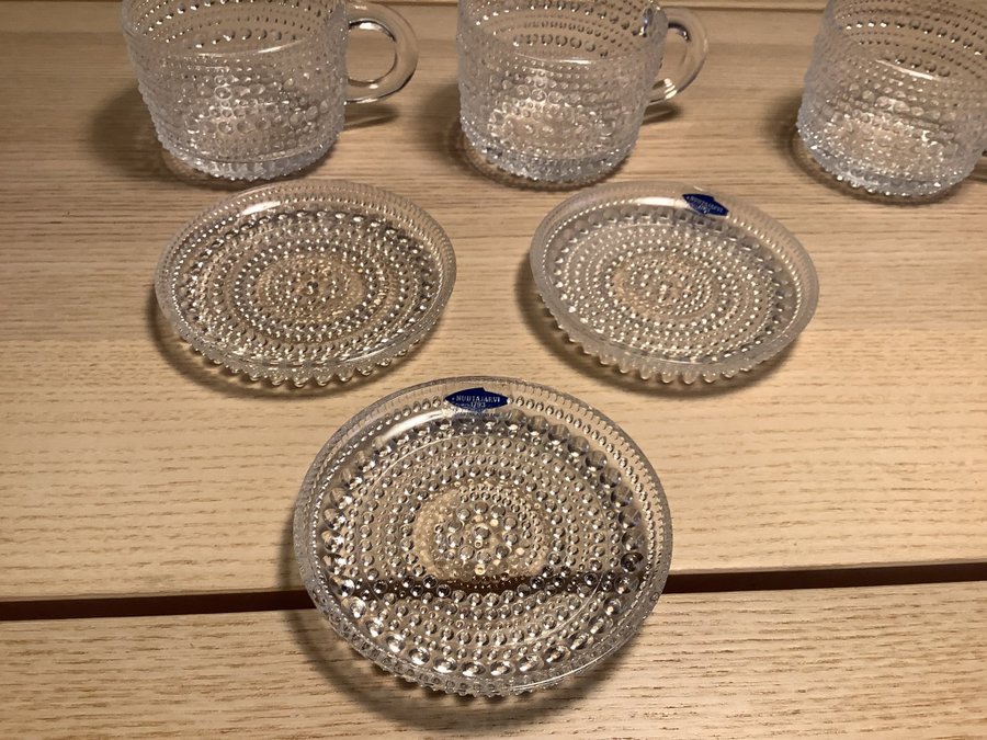 Kastehelmi glöggmuggar glöggmugg med fat 3 st Iittala Nuutajärvi Oiva Toikka