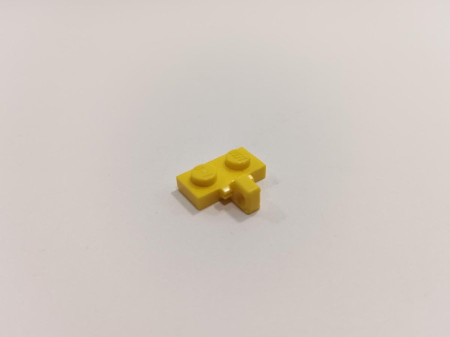 Lego - plate - modified - locking fingers - 1x2 - part 444567 - gul