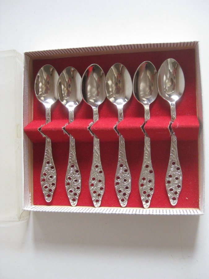 Nieuwpoort Silverpläterade Nederländerna Sked Kaffeskedar Set 6 st