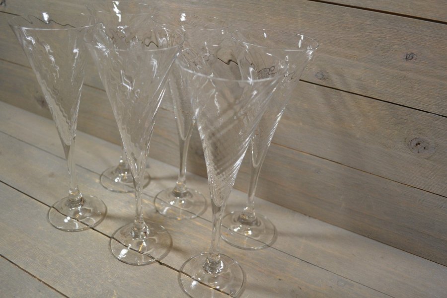 6 CHAMPAGNEGLAS - HELENA - ORREFORS - GUNNAR CYRÉN