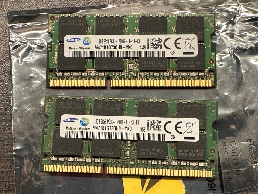 Ramminne Samsung 16GB (2x8gb) DDR3 1600Mhz PC3L-12800s SODIMM till bärbar