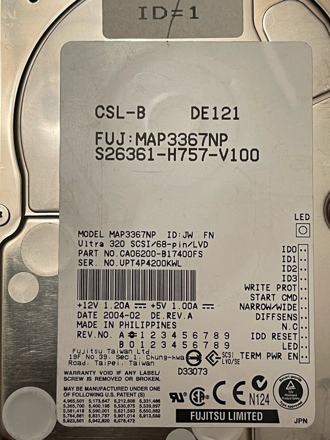 Fujitsu Harddisk MAP3367NP