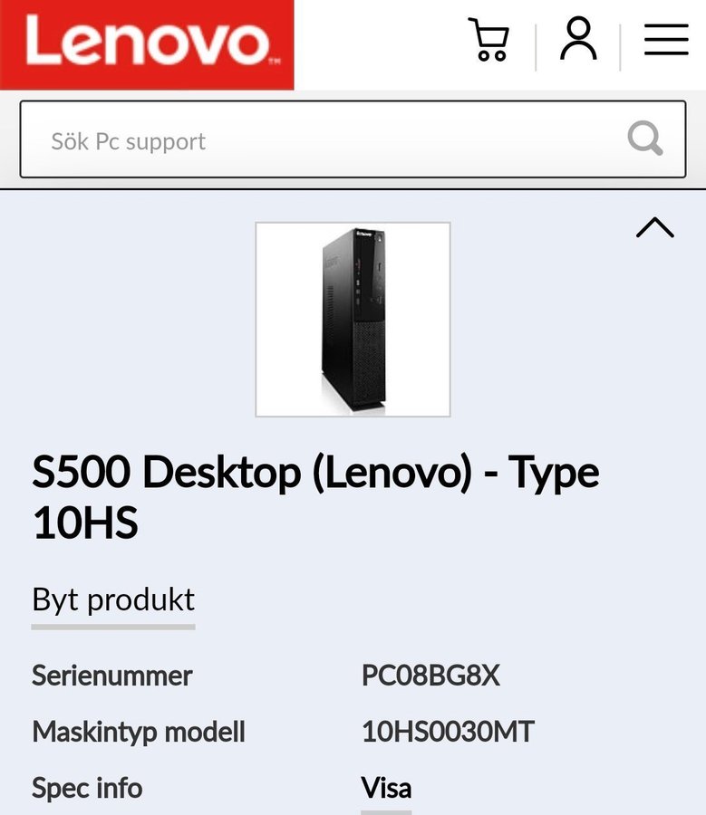 Lenovo S500 Desktop type 10HS