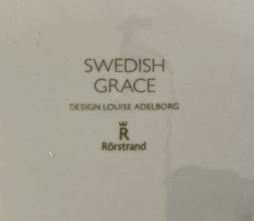 Louise Adelborg, Rörstrand, 4 fat Swedish Grace. Stämplade.