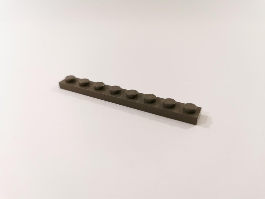 Lego - bit - bas - plate - 1x8 - part 3460 - mörkgrå (old dark gray)