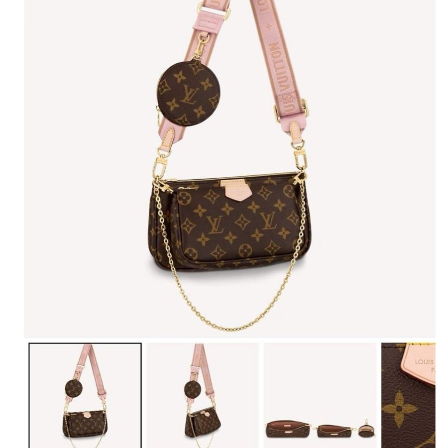 Ny/oanvänd Louis Vuitton multi pochette, rose