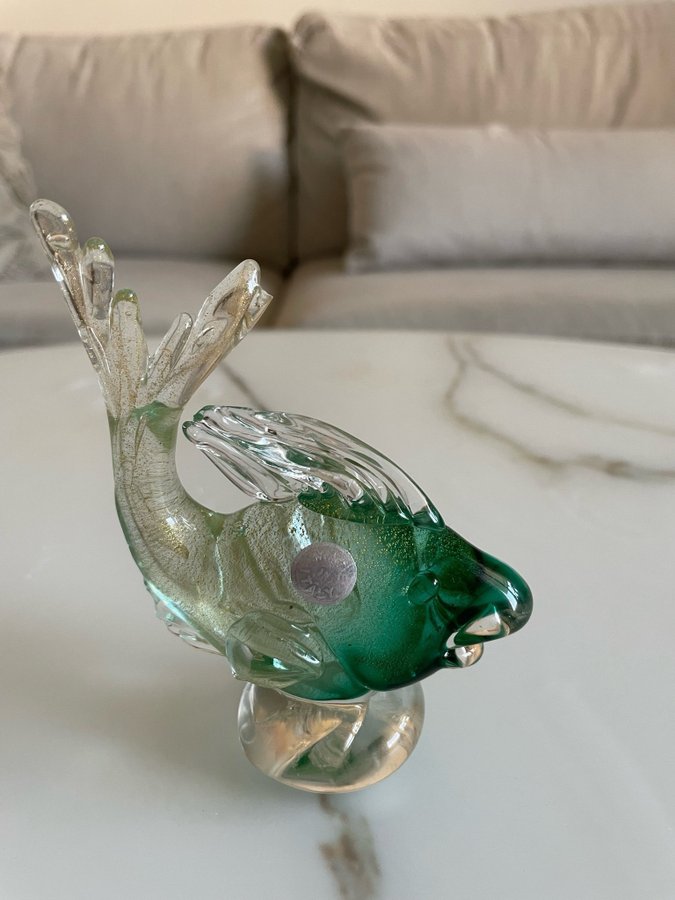 Murano Italien - Glas Fisk - Konstglas Fisk - Retro Figurin - Dyrbar fisk