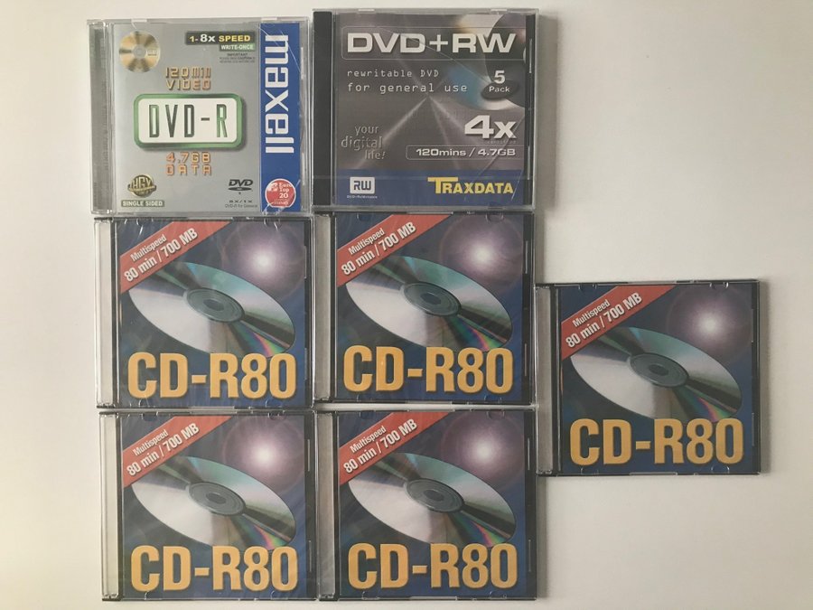 Paket CD-R80 + DVD-R ( CD ROM skivor DVD nygl