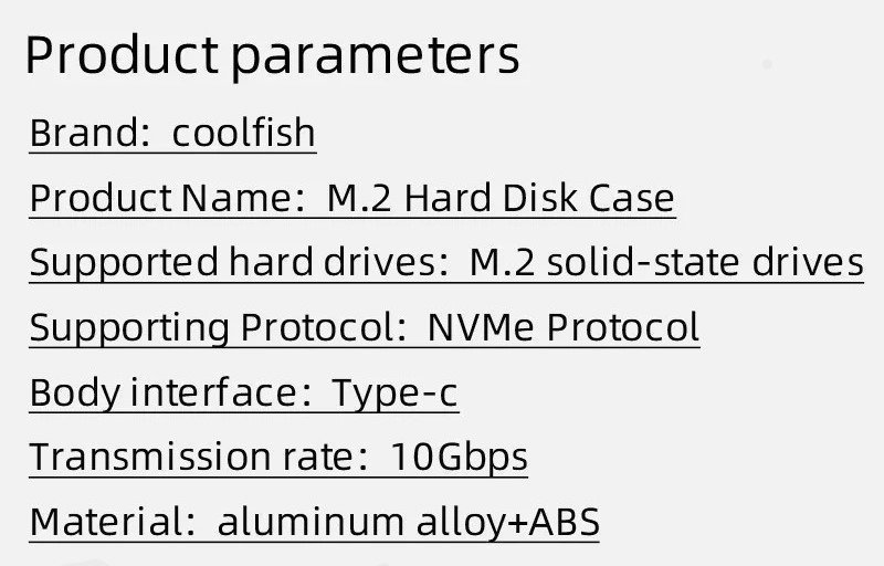 CoolFish M2 SSD-fodral NVMe SATA Dual Protocol 10Gbps