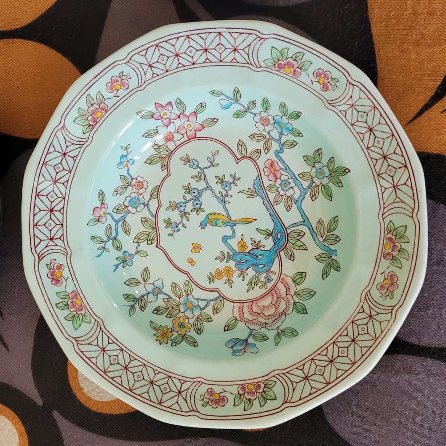 Adams Calyx Ware "Singapore Bird" 4 Skålar, Ironstone