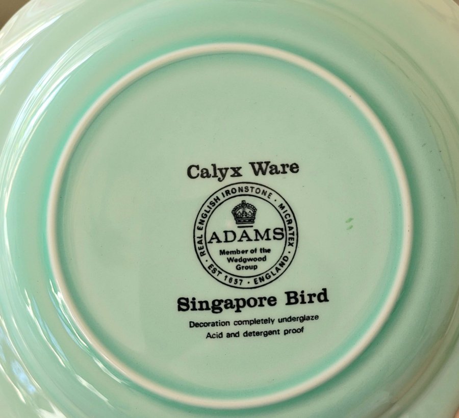 Adams Calyx Ware "Singapore Bird" 4 Skålar, Ironstone