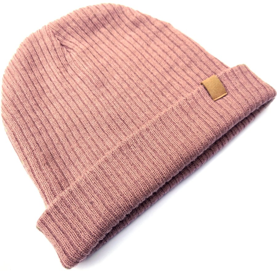 Beanie-mössa vintermössa fransk rosa ribbstickad strl one size fits all