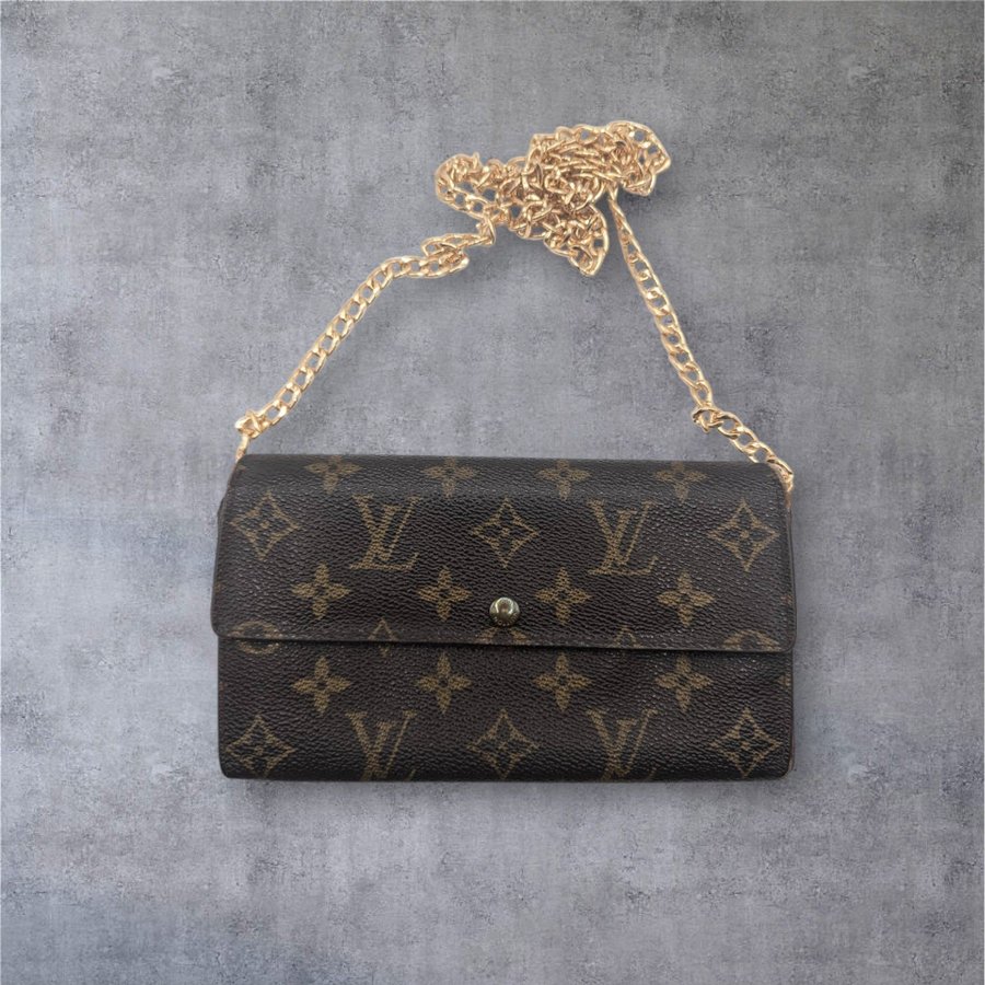 Vintage 1999 Louis Vuitton Sarah Plånbok med kedja liten väska