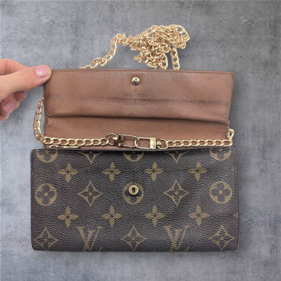 Vintage 1999 Louis Vuitton Sarah Plånbok med kedja liten väska