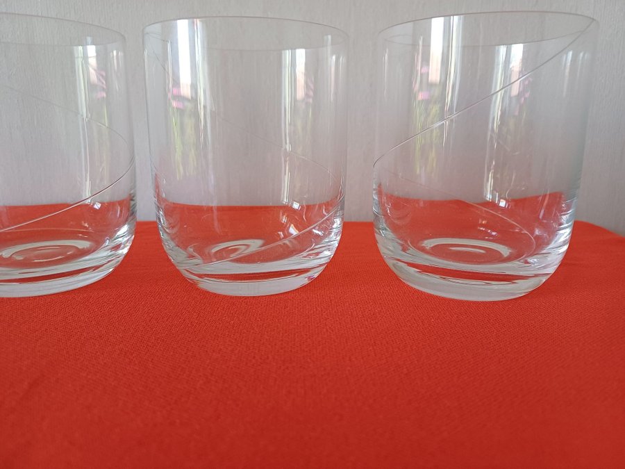 KOSTA BODA "Line" Anna Ehrner whiskyglas kristall 4 st