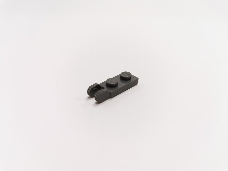 Lego - plate - modified - locking - 1x2 - part 44302 - mörkgrå (bluish)