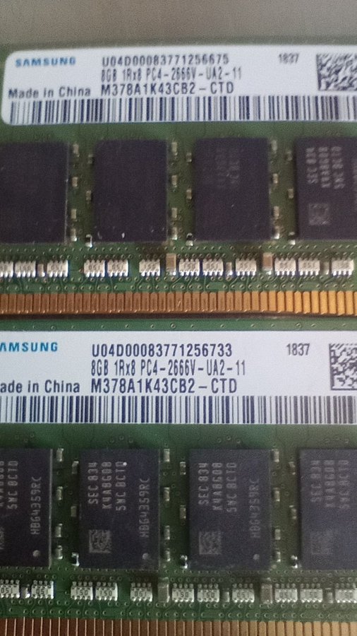 2x 8GB DDR4 pc4 2666 RAM