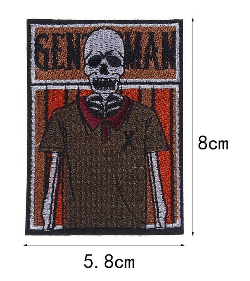 Gentleman Skeleton Rectangular Embroidered Patch 5.8*8cm