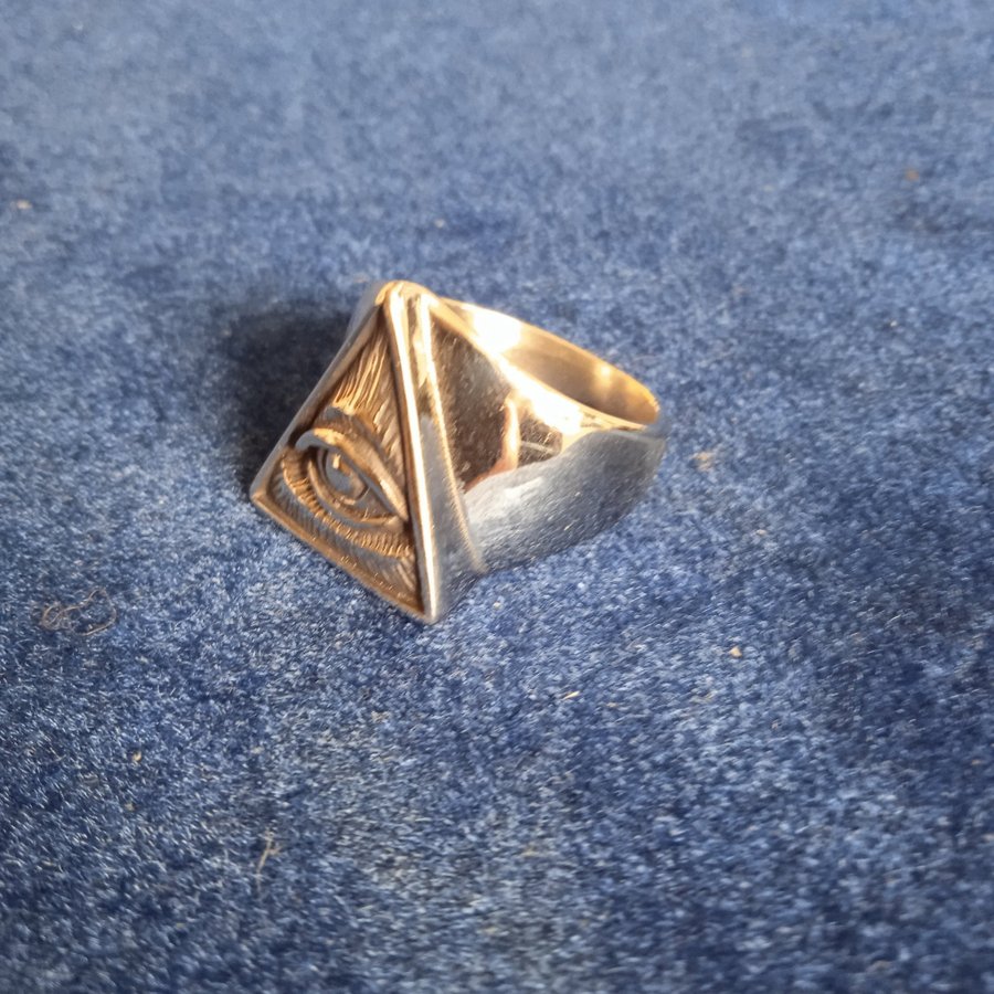 Det allseende ögat. . Frimurare Illuminati Ring Storlek 22