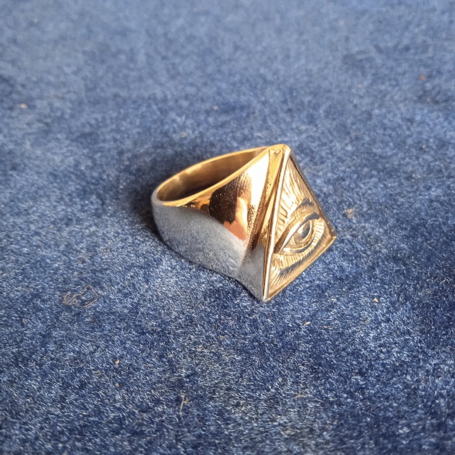 Det allseende ögat. . Frimurare Illuminati Ring Storlek 22