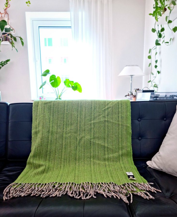 Klippan "Björk" Mönstrad Grovstickad Filt/Pläd, 100% Premium Eco Wool