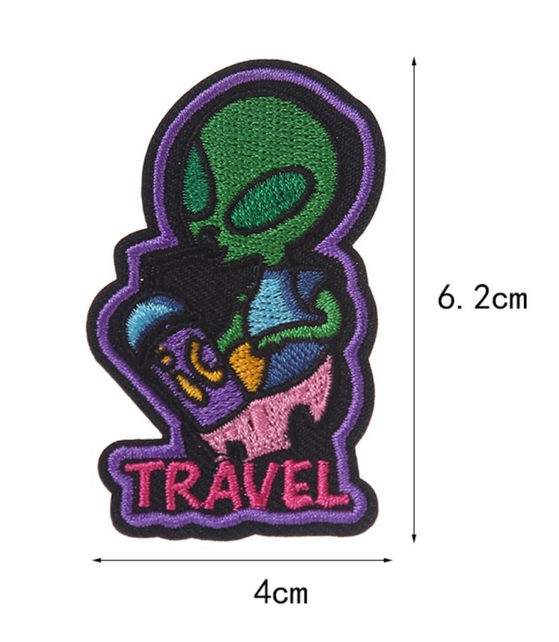 Traveling Alien Irregular Shaped Embroidered Patch 4*6.2cm