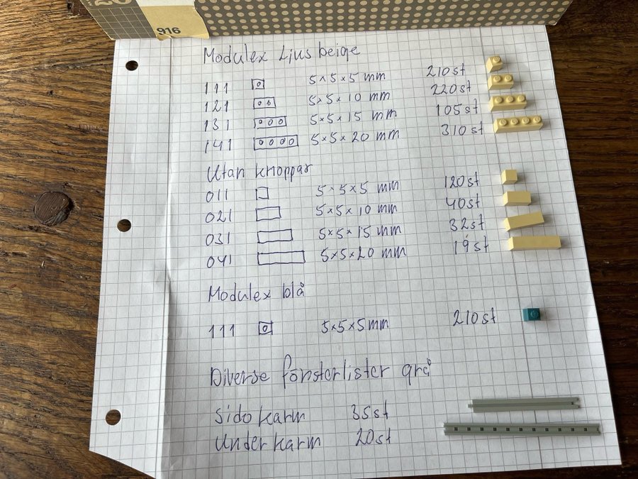 Modulex Arkitekt Lego Ljusbeige och blå klossar