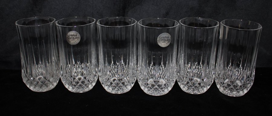 6st selterglas Kristallglas Cristal d`Arques "Longchamp" Frankrike Kristall