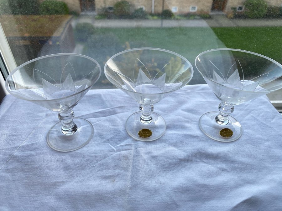 3 Jättecoola likörglas - Art Deco - Johansfors