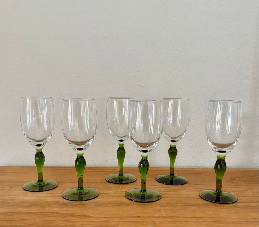 VINGLAS / CHAMPAGNEGLAS Åfors Glasbruk gröna retro