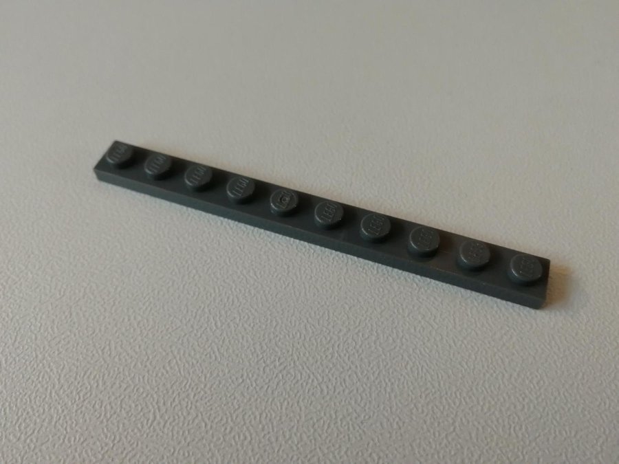 Lego - plate - platt - bas - 1x10 - part 4477 - mörkgrå (bluish)