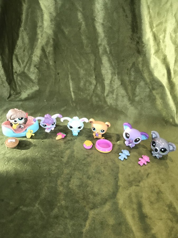 Littlest Pet Shop figurer - 6 st + flera tillbehör!