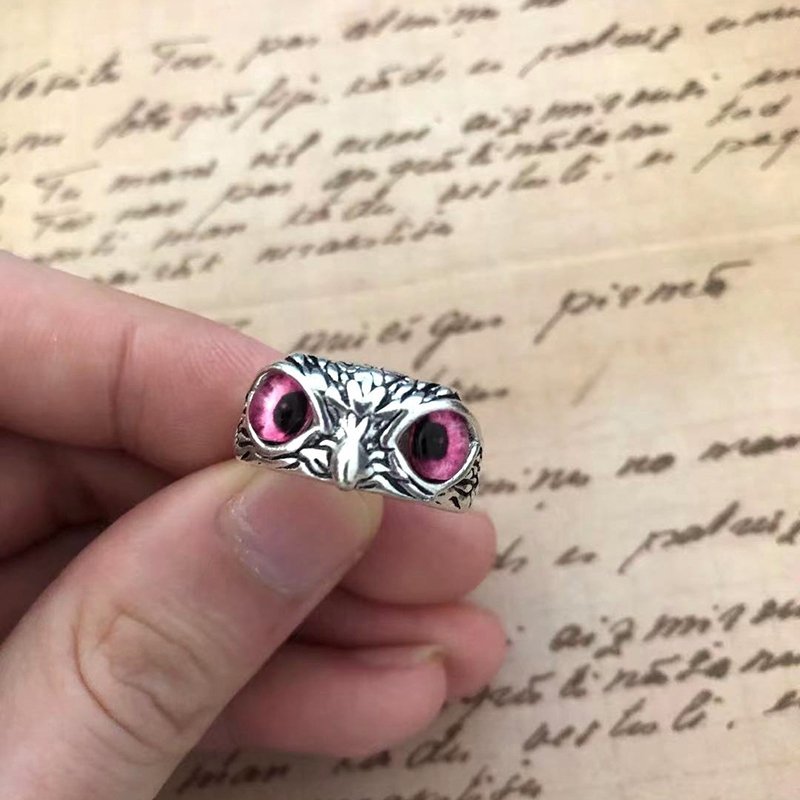 18,2mm till 20mm ring justerbar vintage silverpläterad rosa uggla fågel retro