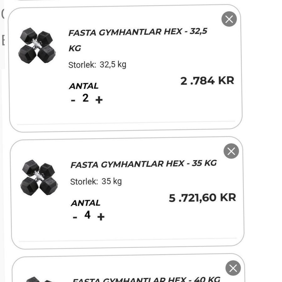 40kg Gymhantel i Hex-utförande från Body-Solid