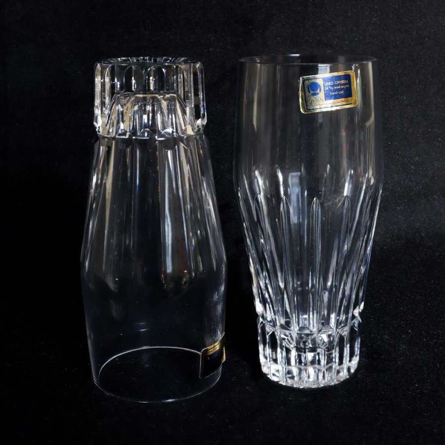 LAUSITZER GLASWERKE "ELBE" 6 ST SLIPADE LONG DRINK GLAS, KRISTALL, NEW OLD STOCK